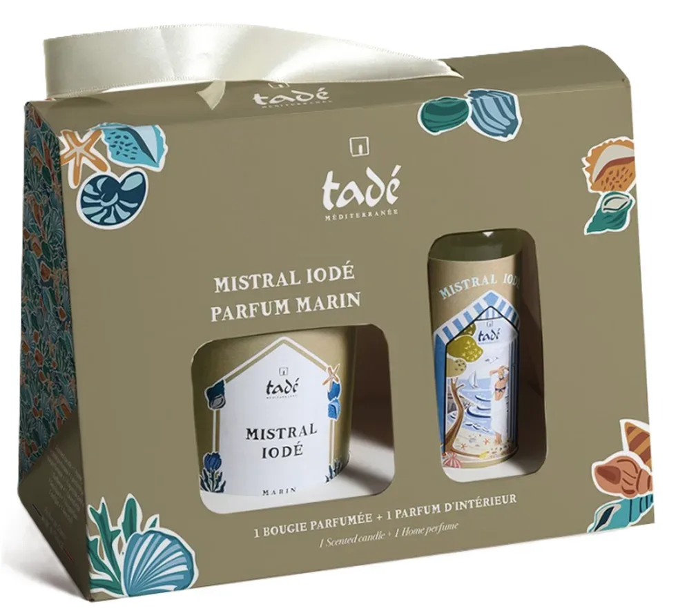 tadé Geschenkbox Duftkerze & Duftspray Meeresbrise Jodhaltiger Mistral (2-teilig)
