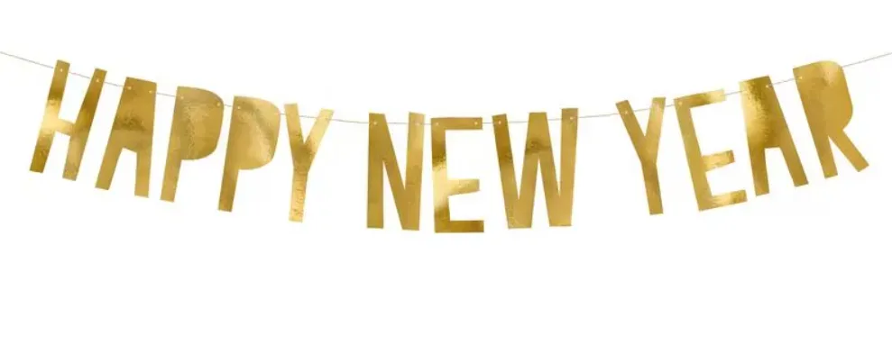 Partydeco Girlande Happy New Year Gold, 90x10cm (1 Stk)