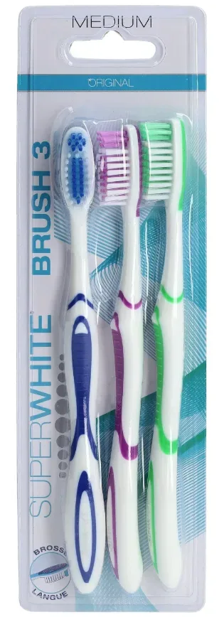 SUPERWHITE Zahnbürste Brush, 3 mittelharte Borsten (3 Stk)