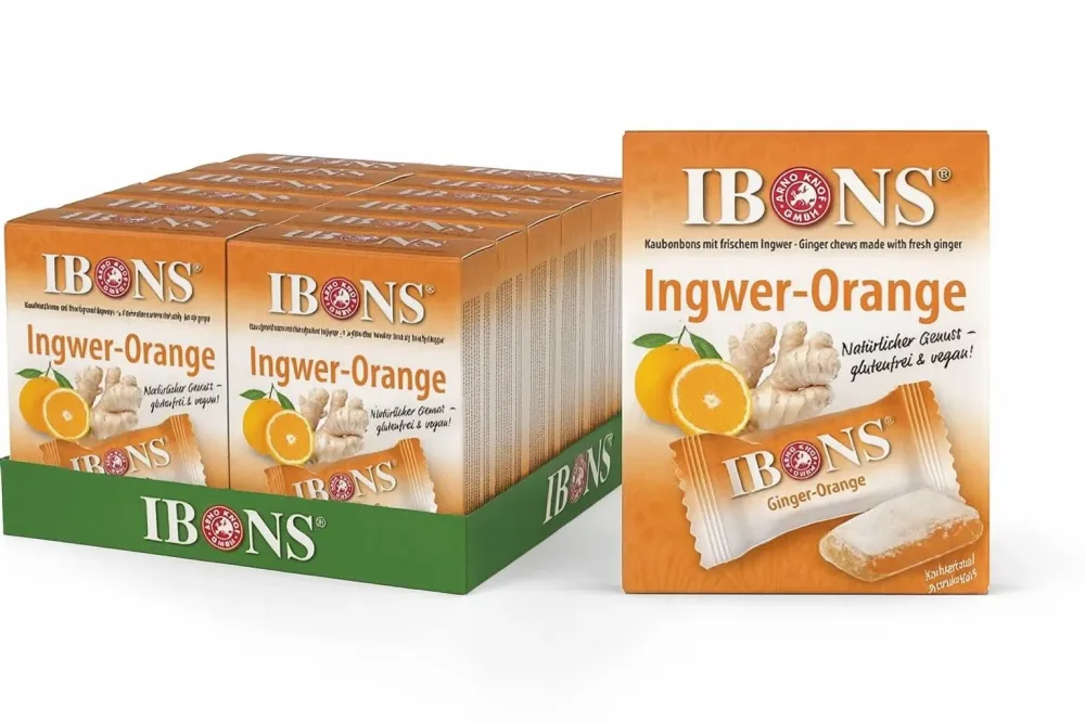 IBONS Bonbon Ingwer-Orange Display (10x60g)