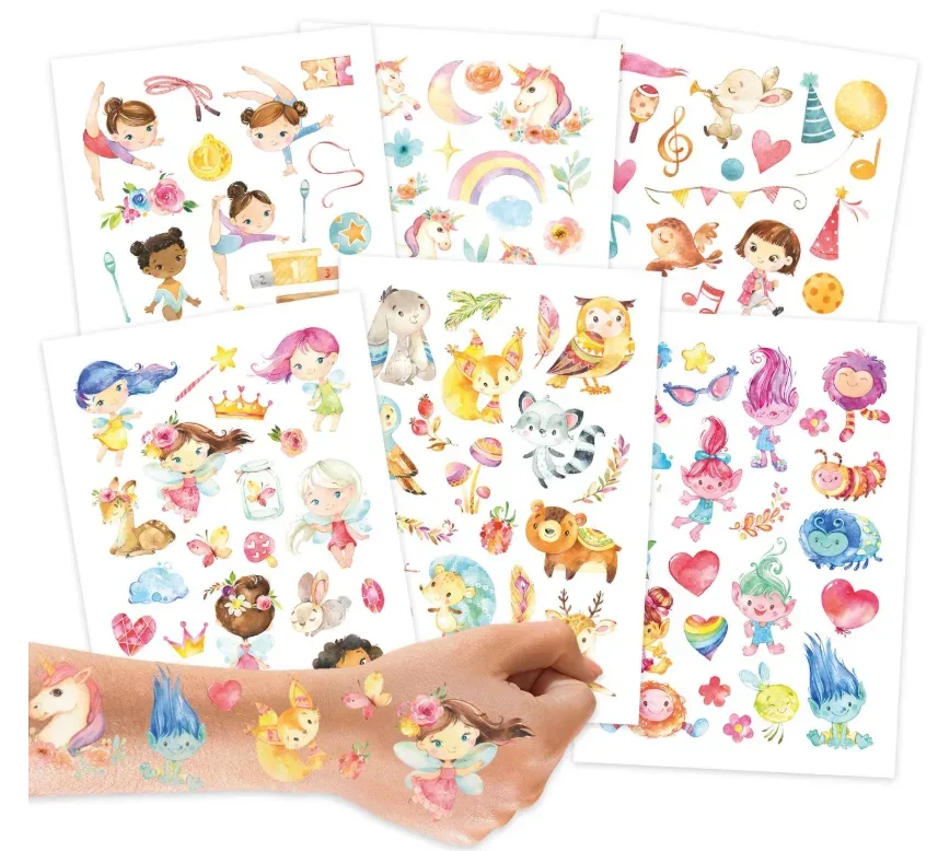 Papierdrachen Kindertattoo-Bögen Feen und Trolle (6 Stk)