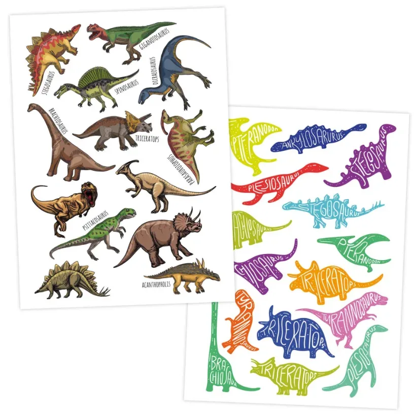 Papierdrachen Kindertattoo-Bögen Dinosaurier (6 Stk)
