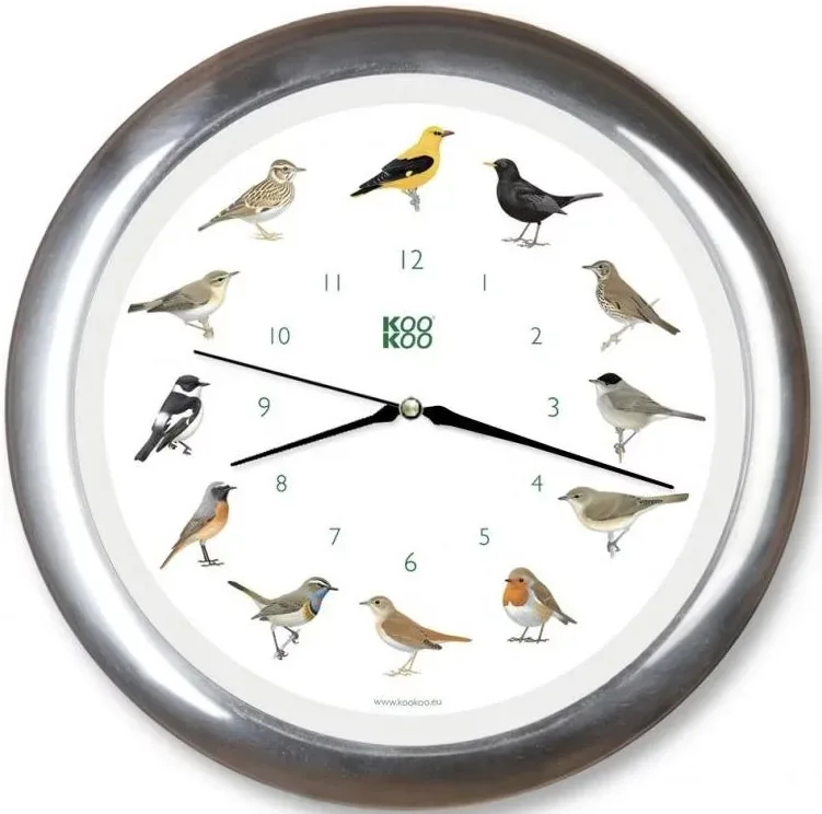 Kookoo Singvögel-Uhr Alu, mit Quarzwerk, Durchmesser 34cm (1 Stk)