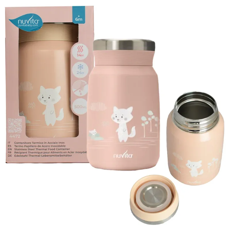 nuvita Thermobehälter aus Edelstahl, rosa, 500ml (1 Stk)