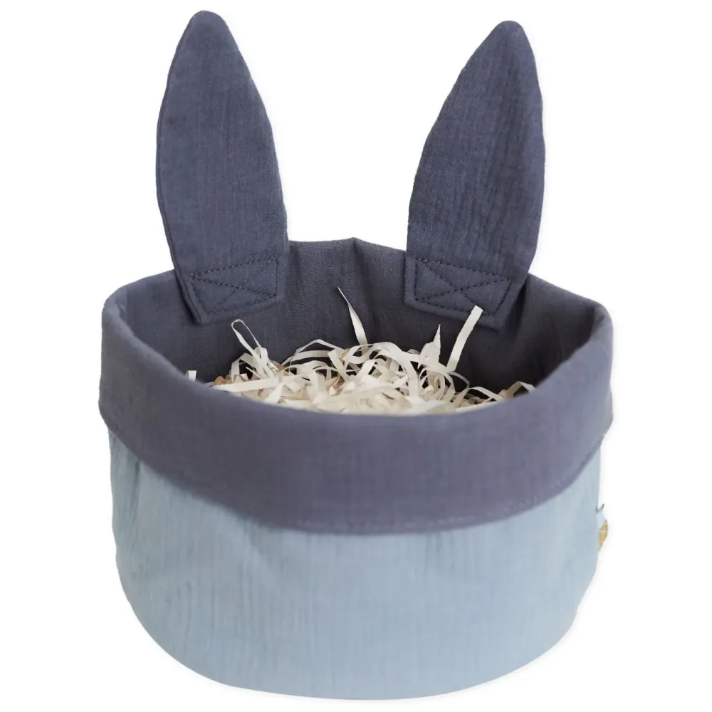 Papierdrachen Osternest mit Hasenohren Musselin, graublau (1 Stk)