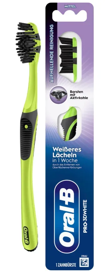Oral-B Pro-3DWhite Aktivkohle 40 Zahnbürste, Medium (1 Stk)