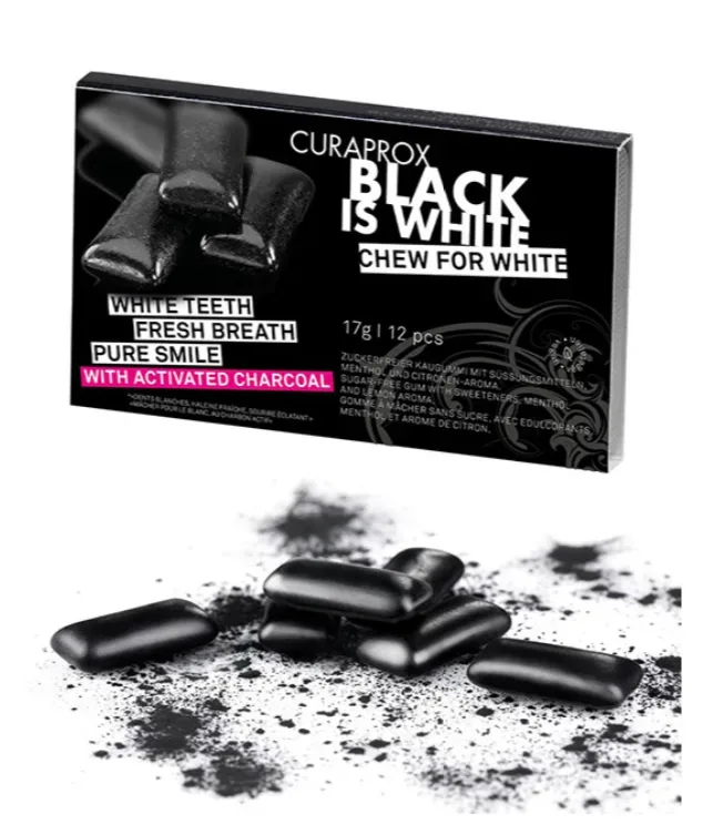 CURAPROX Black is White Kaugummi Blist 12 Stk