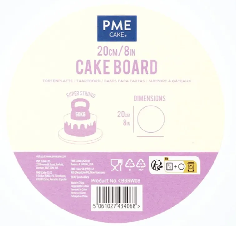 PME CAKE Runde Tortenplatte mit Profilrand, weiss, Durchmesser 20cm (1 Stk)