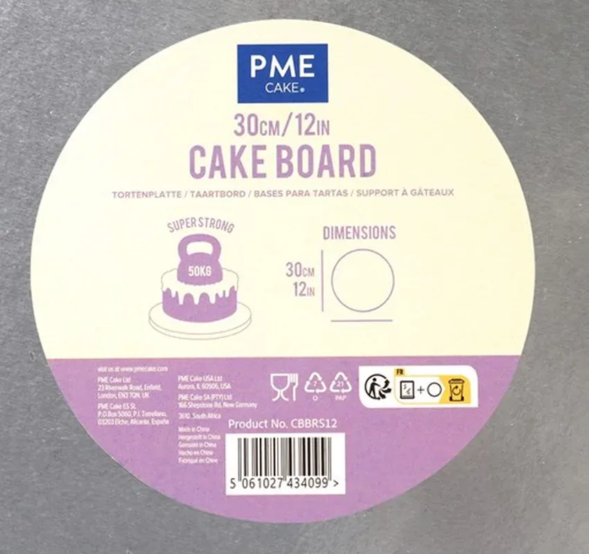PME CAKE Runde Tortenplatte mit Profilrand, silber, Durchmesser 30cm (1 Stk)