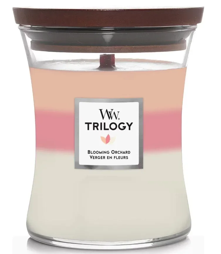 WoodWick Trilogy Blooming Orchard Duftkerze (275g)