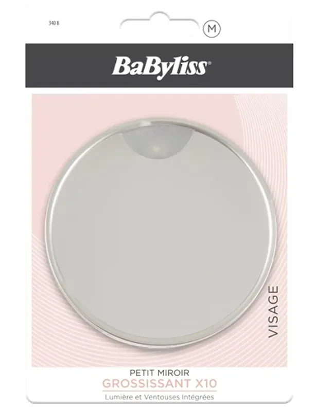BaByliss LED Vergrösserungsspiegel, 10-fach, mit Saugnäpfen, 11x16cm (1 Stk)
