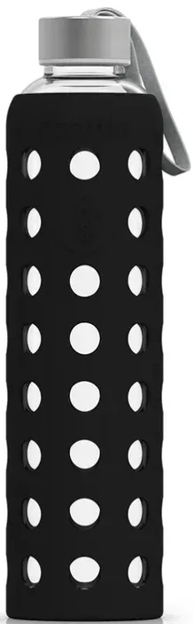 Spottle Glasflasche mit Silikonhülle schwarz, 750ml, Edelstahldeckel (1 Stk)