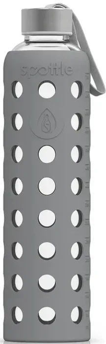 Spottle Glasflasche mit Silikonhülle grau, 750ml, Edelstahldeckel (1 Stk)