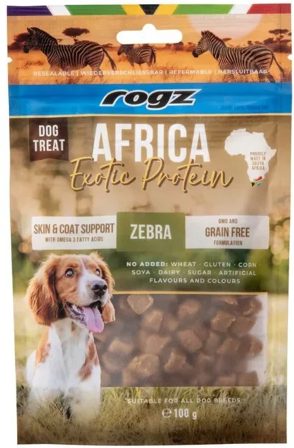 rogz Africa Exotic Skin & Coat Help Zebra, Snack für Hunde (115g)