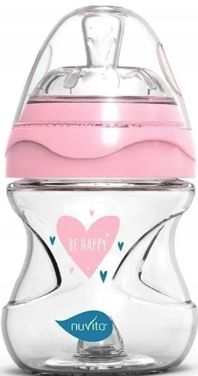 nuvita Anti-Kolik-Babyflasche, pink, aus Glas, 140ml, ab 0 Monate (1 Stk)