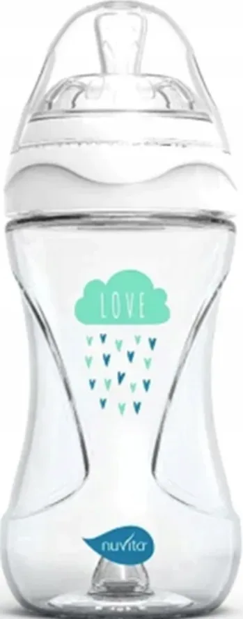 nuvita Anti-Kolik-Babyflasche, weiss, aus Glas, 240ml, ab 3 Monate (1 Stk)