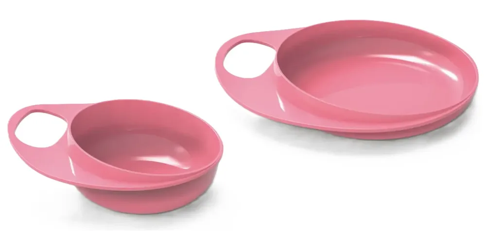 nuvita EasyEating Entwöhnungsteller und Entwöhnungsschüssel Set pink (2-teilig)
