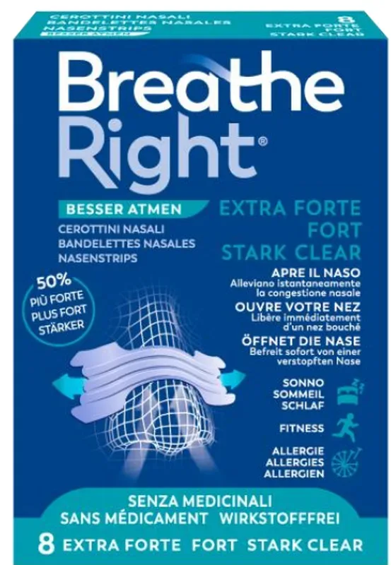 Breathe Right Nasenpflaster, extrastark, transparent (8 Stk)