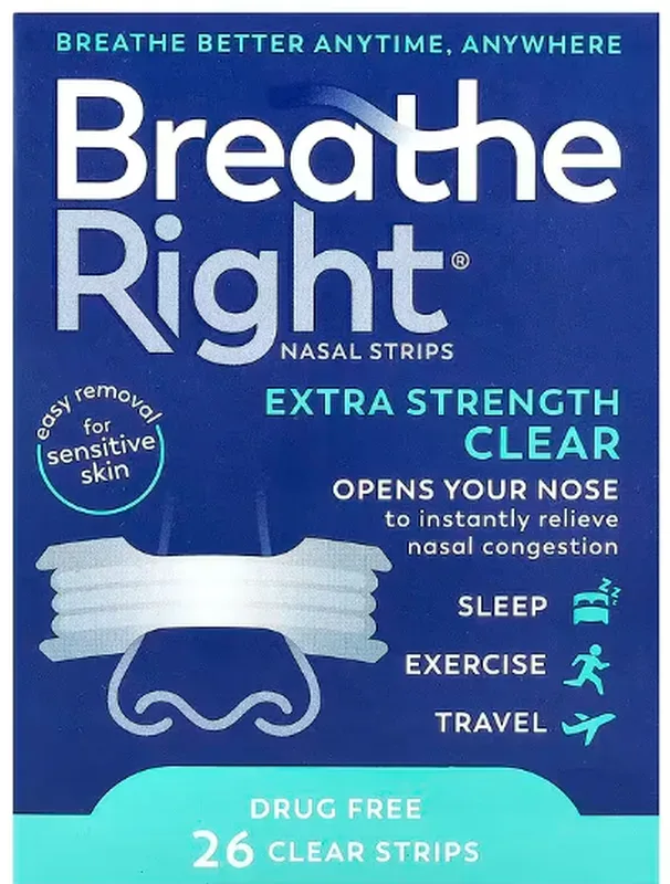 Breathe Right Nasenpflaster, extrastark, transparent (26 Stk)