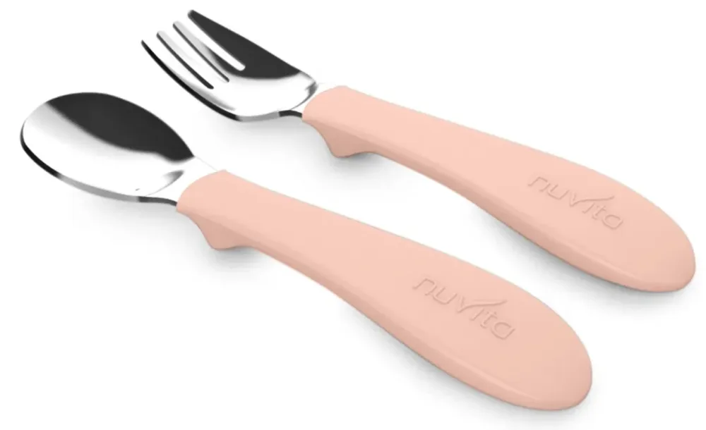 nuvita Edelstahlbesteck Set, rosa (2-teilig)