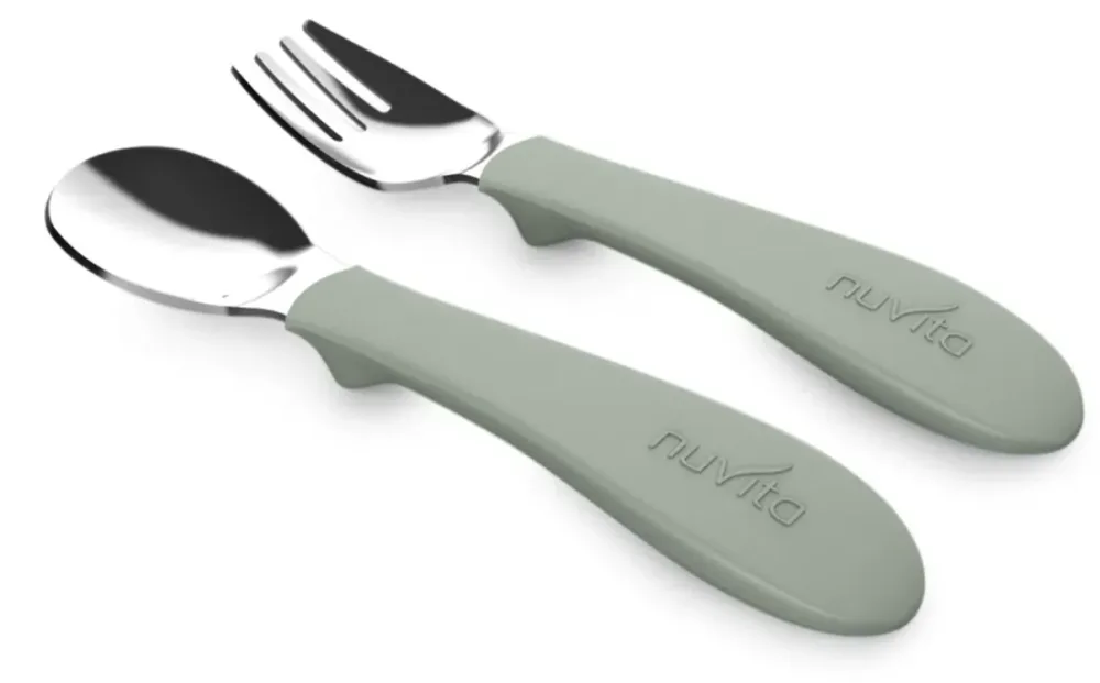 nuvita Edelstahlbesteck Set, grün (2-teilig)