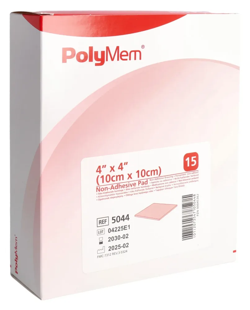 PolyMem nicht haftender Wundverband, 10x10cm (15 Stk)