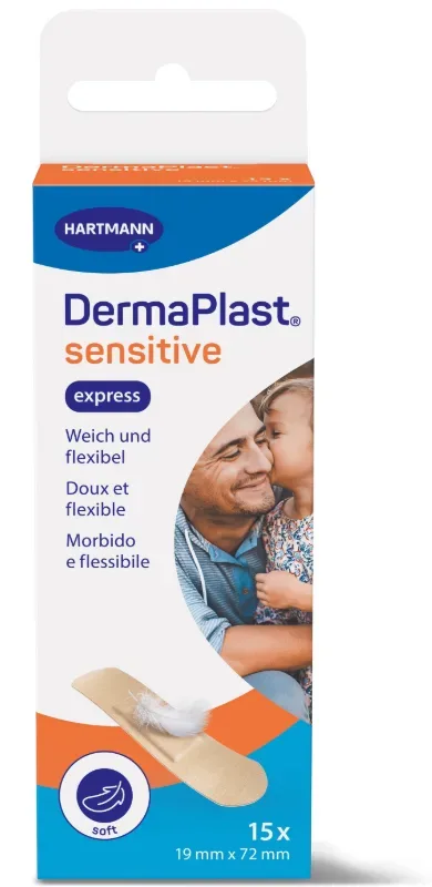 DermaPlast sensitive Wundpflaster, express, 19x72cm (15 Stk)