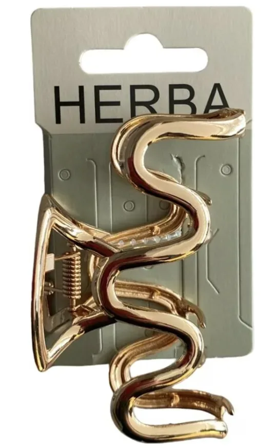 HERBA Haarklammer Welle 9cm, Metall, gold (1 Stk)