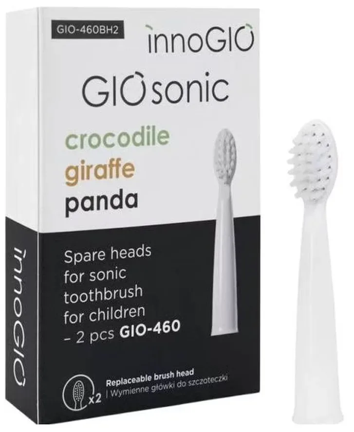 innoGIO USB Ersatzzahnbürste für GIOsonic Kinder-Schallzahnbürste (2 Stk)