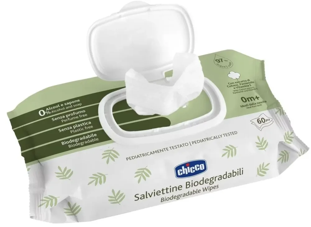 Chicco biologisch abbaubare Baby Reinigungstücher (60 Stk)