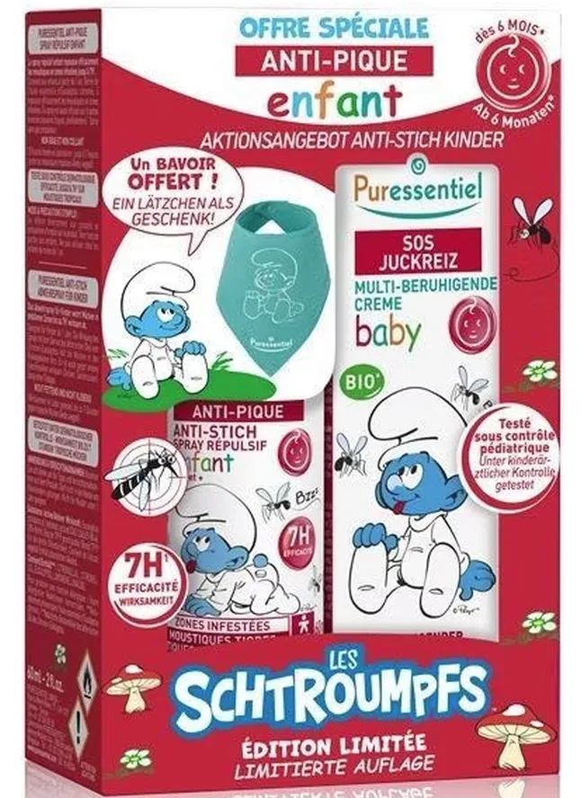 Puressentiel Anti-Stich-Set Schlümpfe für Kinder (2-teilig)