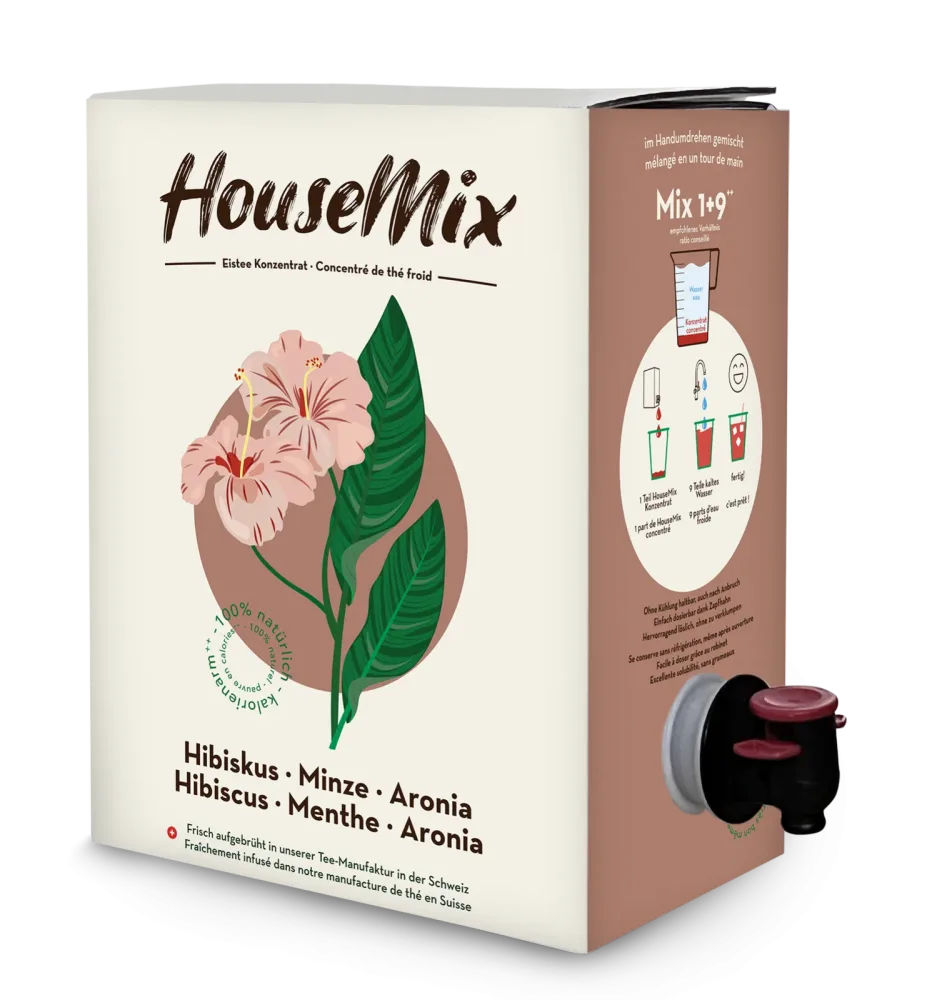 HouseMix Eistee Konzentrat, Hibiskus & Minze & Aronia (3 Liter)