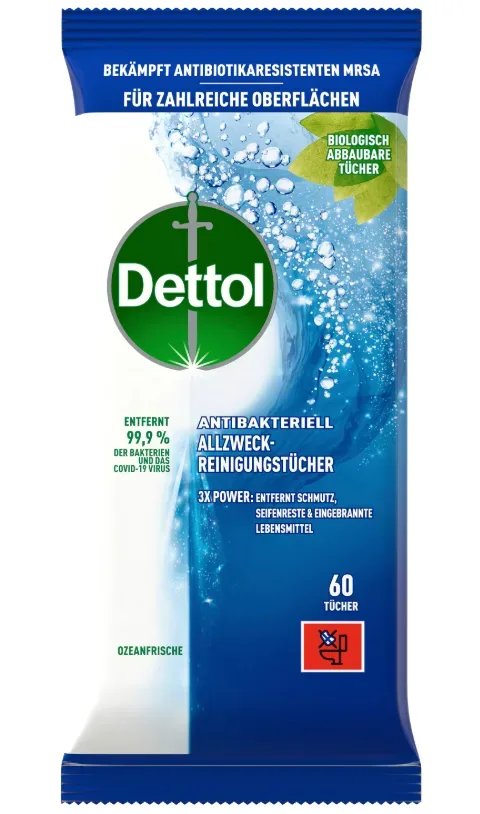 DETTOL Allzweck-Reinigungst&uuml;cher 3251349 Ozeanfrische 66 St&uuml;ck