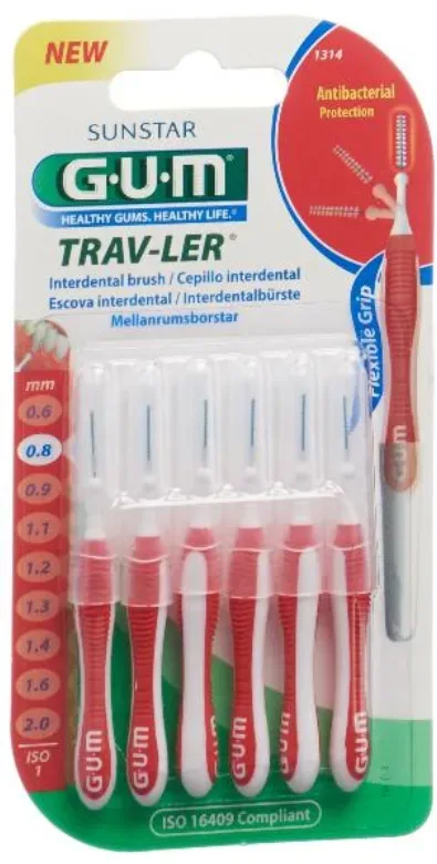 SUNSTAR Gum Proxabrush TravLer 0.8mm Interdentalbürsten (6 Stk)