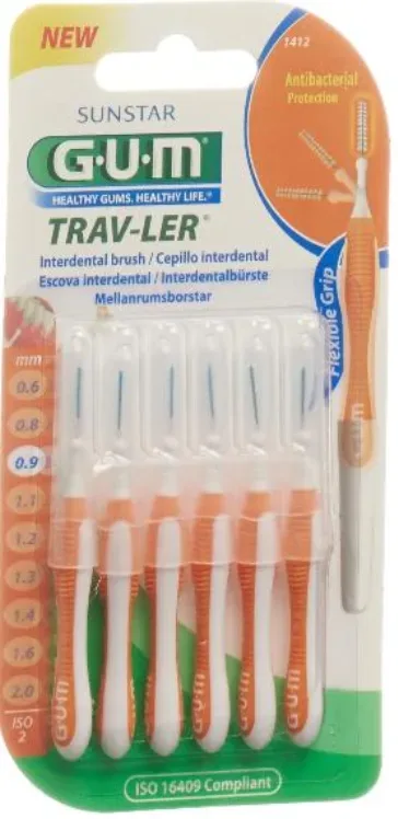 SUNSTAR Gum Proxabrush TravLer 0.9mm Interdentalbürsten (6 Stk)