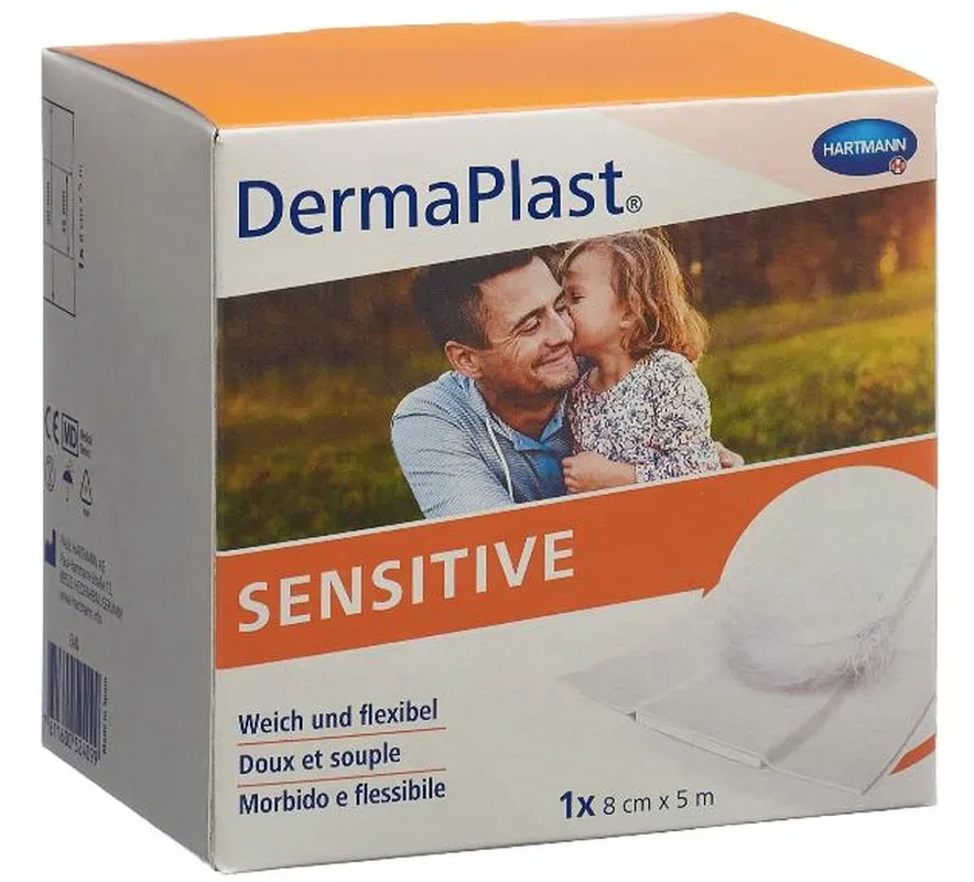 DermaPlast sensitive Schnellverband, weiss, 8cmx5m (1 Stk)