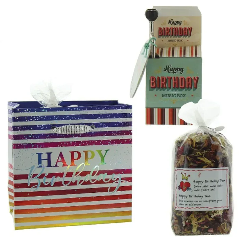 Herboristeria Tee-Midi-Geschenktasche, Happy Birthday Rainbow (2-teilig)