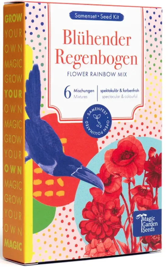 Magic Garden Seeds Blühender Regenbogen - 6 samenfeste Blumenmischungen (1 Stk)