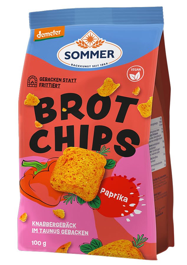 Sommer Backkunst Brot Chips Paprika & Chili Demeter 100g
