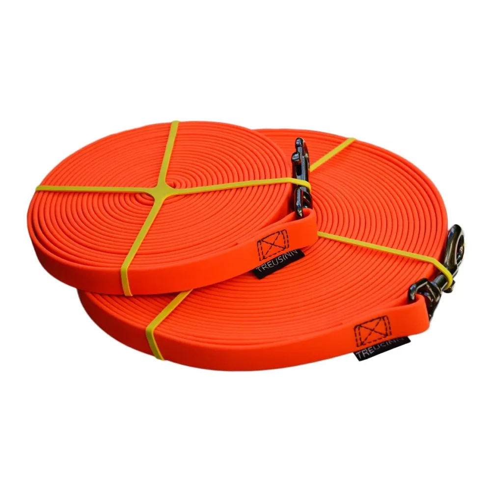 Treusinn. Schleppleine Biothane STAY - Neonorange -  Farbe: Neonorange, Groessen: 16 mm / 5 m