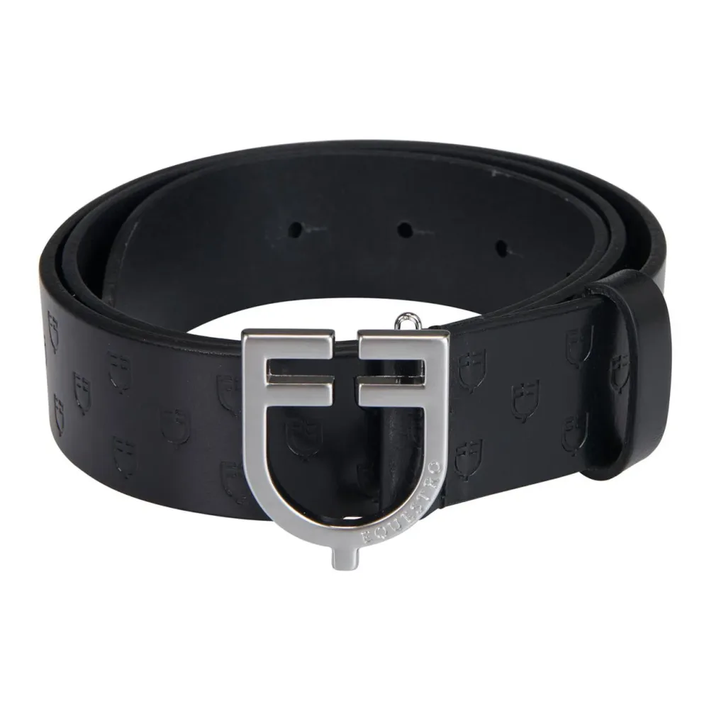 Equestro Ledergürtel Logo - Silber/Schwarz -  Farbe: Silber/Schwarz, Grösse: 80 cm
