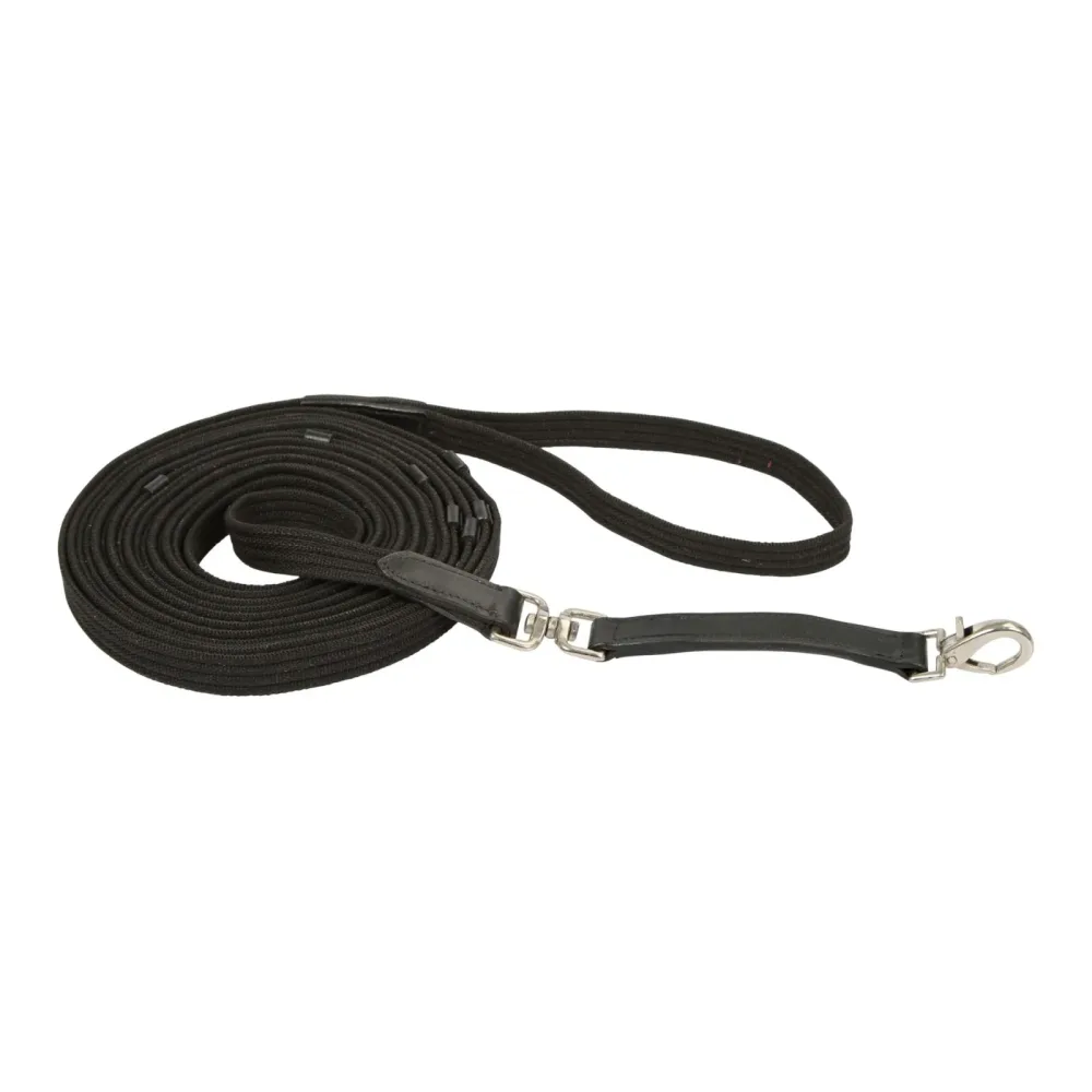 Kerbl Longierleine mit Lederstege 8m - Schwarz -
