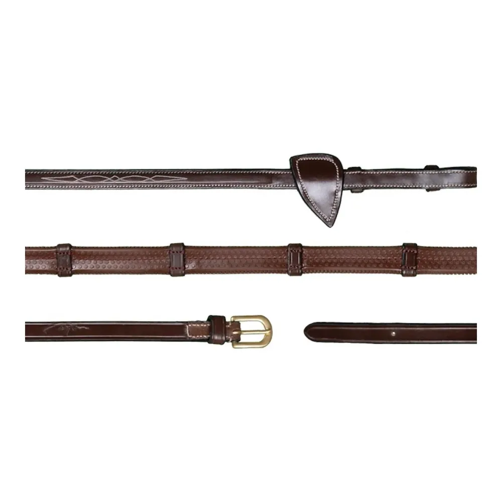 Dy'on Gummizügel mit Lederstegen 16mm - braun Farbe: Braun, Grösse Pferd: Full