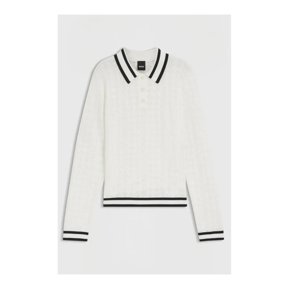 BOSS Equestrian Strick Polo Pam Ajor Damen - Soft Cream -  Grösse: S