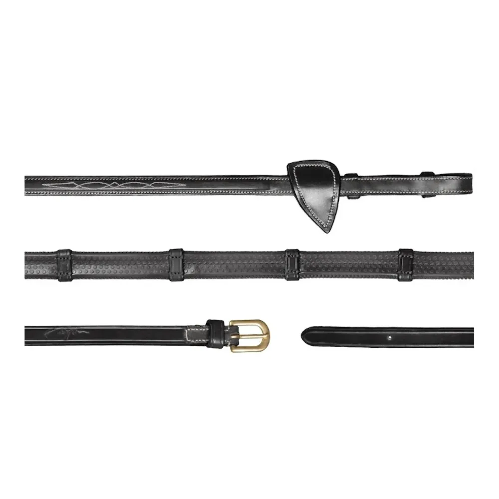 Dy'on Gummizügel mit Lederstegen 16mm - schwarz Grösse Pferd: Full, Farbe: Schwarz