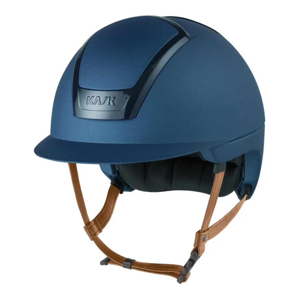 KASK Reithelm Nemesi Metal - brauner Kinnriemen Cobalt Blue