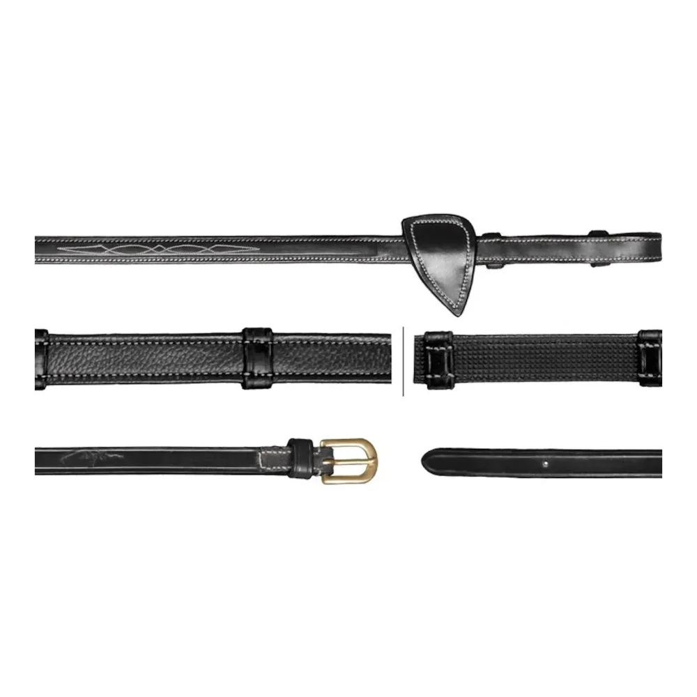 Dy'on Jagdzügel mit Stegen 16mm - schwarz Grösse Pferd: Pony, Farbe: Schwarz