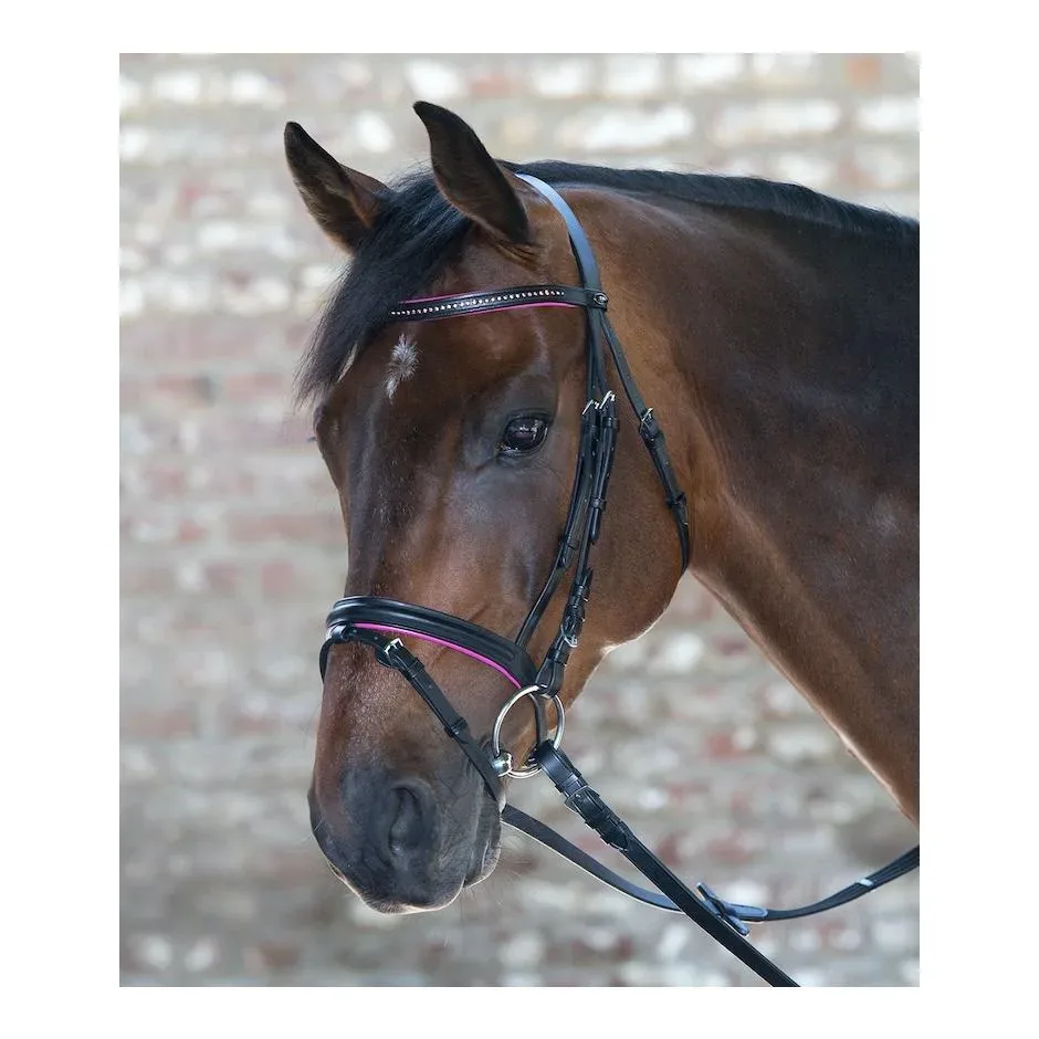 Star Diamond Trensenzaum - Schwarz/Pink -  Farbe: Schwarz/Pink, Grösse Zaum: Shetty