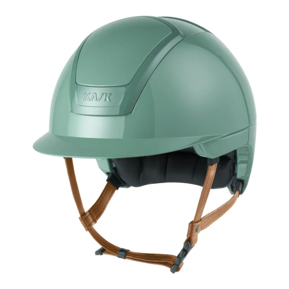 KASK Reithelm Nemesi Shine - brauner Kinnriemen Mint Green