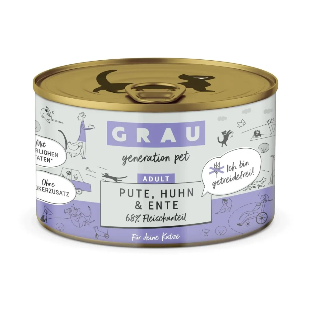 Grau - Generation Pet Nassfutter Pute, Huhn und Ente Inhalt: 6 x 200 g